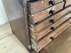 Vintage Moore & Wright 8 Drawer Engineers Chest Cabinet Tool Box With Lock & Key