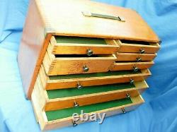 Vintage Moore and Wright engineers tool cabinet /chest with 8 drawers and key