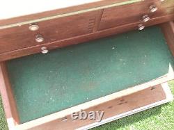 Vintage Neslein Big Wooden 8 Drawer Engineers Tool Craft Cabinet Chest 1950s