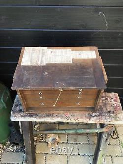 Vintage Neslein Wooden Collector Engineers Tool Makers Box Chest Cabinet Drawers