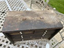 Vintage Neslein Wooden Engineers Cabinet Drawers Tool Makers Box Machinist Chest