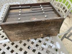 Vintage Neslein Wooden Engineers Cabinet Drawers Tool Makers Box Machinist Chest