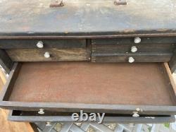 Vintage Neslein Wooden Engineers Cabinet Drawers Tool Makers Box Machinist Chest