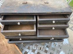 Vintage Neslein Wooden Engineers Cabinet Drawers Tool Makers Box Machinist Chest