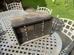 Vintage Neslein Wooden Engineers Cabinet Drawers Tool Makers Box Machinist Chest