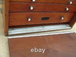 Vintage Old Neslein Engineers 7 Drawer Toolbox Wooden Tool Box Storage Cabinet