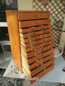Vintage Pine Watchmakers Cabinet, Collectors Drawers, Vintage Tool Box / Chest