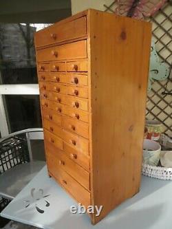 Vintage Pine Watchmakers Cabinet, Collectors Drawers, Vintage Tool Box / Chest