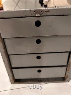 Vintage Secure Metal'Tool' Cabinet Closing Front Secure Drawer Unit Heavyweight
