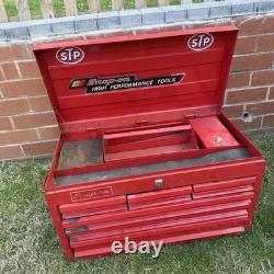 Vintage Snap-On 7 Drawer Top Tool Chest Cabinet Red Mechanics Toolbox 29in UK