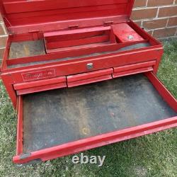 Vintage Snap-On 7 Drawer Top Tool Chest Cabinet Red Mechanics Toolbox 29in UK