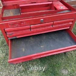Vintage Snap-On 7 Drawer Top Tool Chest Cabinet Red Mechanics Toolbox 29in UK