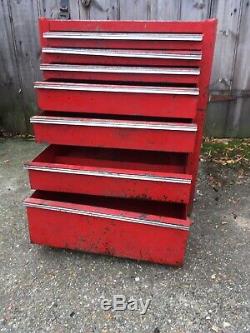 Vintage Snap On 7 Drawer Unit Tool Box Cabinet Mechanic Garage Red Chest Repairs