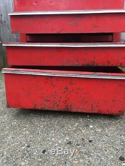 Vintage Snap On 7 Drawer Unit Tool Box Cabinet Mechanic Garage Red Chest Repairs