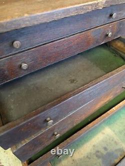 Vintage Solid Wood Vintage Engineers/Carpenters Tool Of Chest Drawers Cabinet