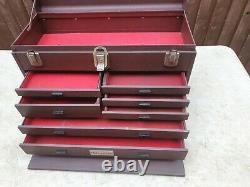 Vintage Starrett 7 Drawer Engineers Toolmakers Metal Tool Chest Box Cabinet