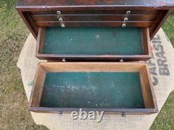 Vintage Union Engineers Wooden Toolmakers Chest Box 5 Drawer Cabinet needs tlc