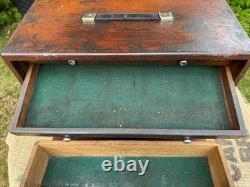 Vintage Union Engineers Wooden Toolmakers Chest Box 5 Drawer Cabinet needs tlc