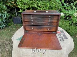 Vintage Union Engineers Wooden Toolmakers Chest Box 5 Drawer Cabinet needs tlc