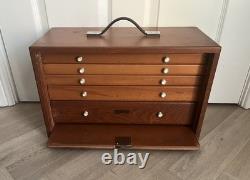 Vintage Union Engineers Wooden Toolmakers Chest Box Five Drawer Cabinet