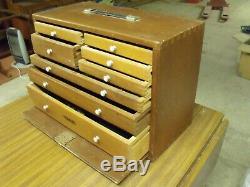 Vintage Union wooden Engineers Imperial Tool Drawers Cabinet plus many tools