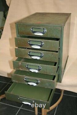Vintage Veteran Series Metal 6 Drawer Tool Filing Cabinet