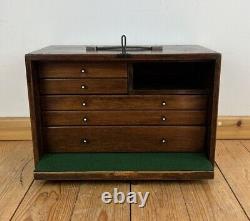 Vintage Wooden Collectors Engineers Tool Watch Makers Box Chest Cabinet 5 Drawer