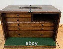 Vintage Wooden Collectors Engineers Tool Watch Makers Box Chest Cabinet 5 Drawer