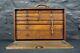 Vintage Wooden Engineers Tool Cabinet / Chest In Oak 8 Drawers & Lock And Key