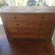 Vintage Wooden Engineers Tool Chest Cabinet Toolbox 5 Drawers+ 1 Small Bottom Dr