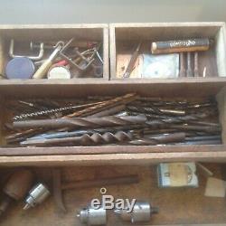 Vintage Wooden Engineers Tool Chest Cabinet Toolbox 5 Drawers+ 1 small bottom dr