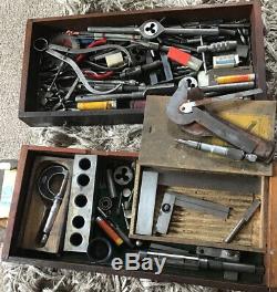 Vintage Wooden Engineers Toolmakers Chest Cabinet 4 Drawers With Tools