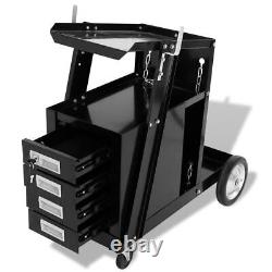 Welding Cart with 4 Drawers Black Tool Storage Organisation Cabinet vidaXL