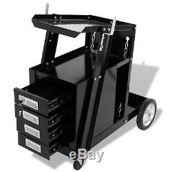 Welding Cart with 4 Drawers Wheels Workshop Tools Storage Organiser Cabinet