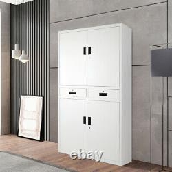 White/Grey Metal 6FT Tool Storage Cupboard Filing Cabinet 2 Drawer Locker Office
