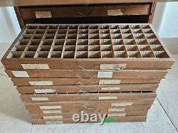 Wood Cabinet Chest Box Printers Letterpress Tray Drawers Engineer Jeweller Tool