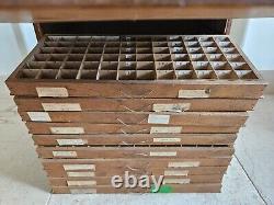Wood Cabinet Chest Box Printers Letterpress Tray Drawers Engineer Jeweller Tool