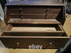 Wooden 4 Drawer Engineers Toolmaker Tool Box Cabinet Storage