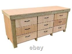Wooden Workbench Tool Cabinet Eucalyptus Top Industrial Storage Work Table