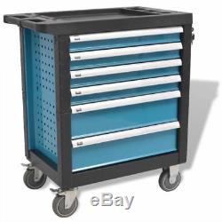Workshop Storage Trolley Tool Box Cabinet Service Cart Tool Chest with 7 Drawers