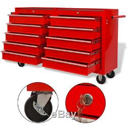 Workshop Tool Trolley 10-Drawer Storage Cart Workstaion Wheel XXL Steel Lockable