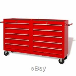 Workshop Tool Trolley Garage Storage Chest Cabinet Wheel Toolbox with Drawers