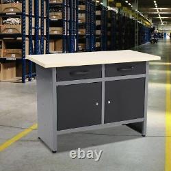 Workstation Drawer Cupboard Tools Storage Cabinet Lockable Work Table 120x60cm