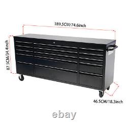 15drawer Tool Storage Box Workshop Cabinet Coffret Boîte À Outils Trolley Noir Verrouillable