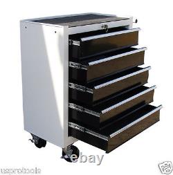 193 Us Pro Tools White With Black Steel Chest Tool Box Roller Cabinet 5 Tiroirs
