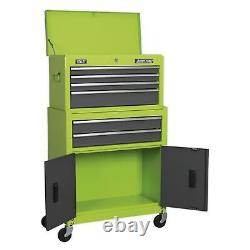 1x Coffre à outils Sealey Hi-Vis Vert/Gris avec 6 tiroirs à billes