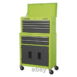 1x Coffre à outils Sealey Hi-Vis Vert/Gris avec 6 tiroirs à billes