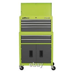 1x Coffre à outils Sealey Hi-Vis Vert/Gris avec 6 tiroirs à billes