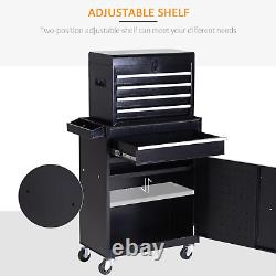 2 en 1 Armoire à outils en métal avec chariot, boîte de rangement et 4 tiroirs Pegboar