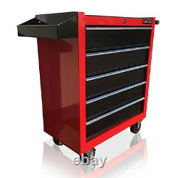 376 Nous Pro Rouge Noir Outils Abordable Coffre Boîte À Outils Roller Cabinet 5 Tiroirs